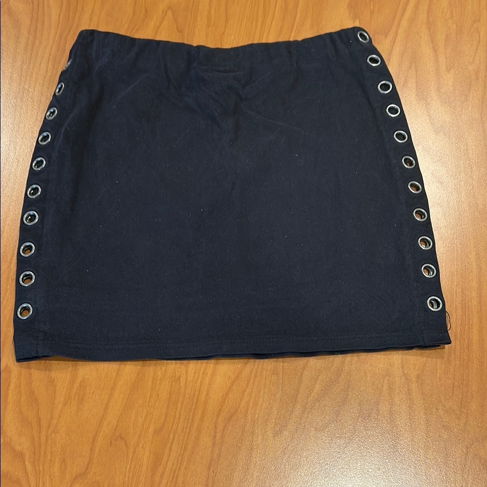 Black Eyelet-Trimmed Skirt